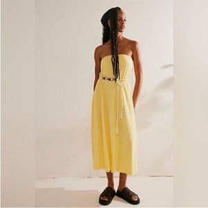 Free People NWT Peyton Maxi Tube Dress Yellow Strapless size S